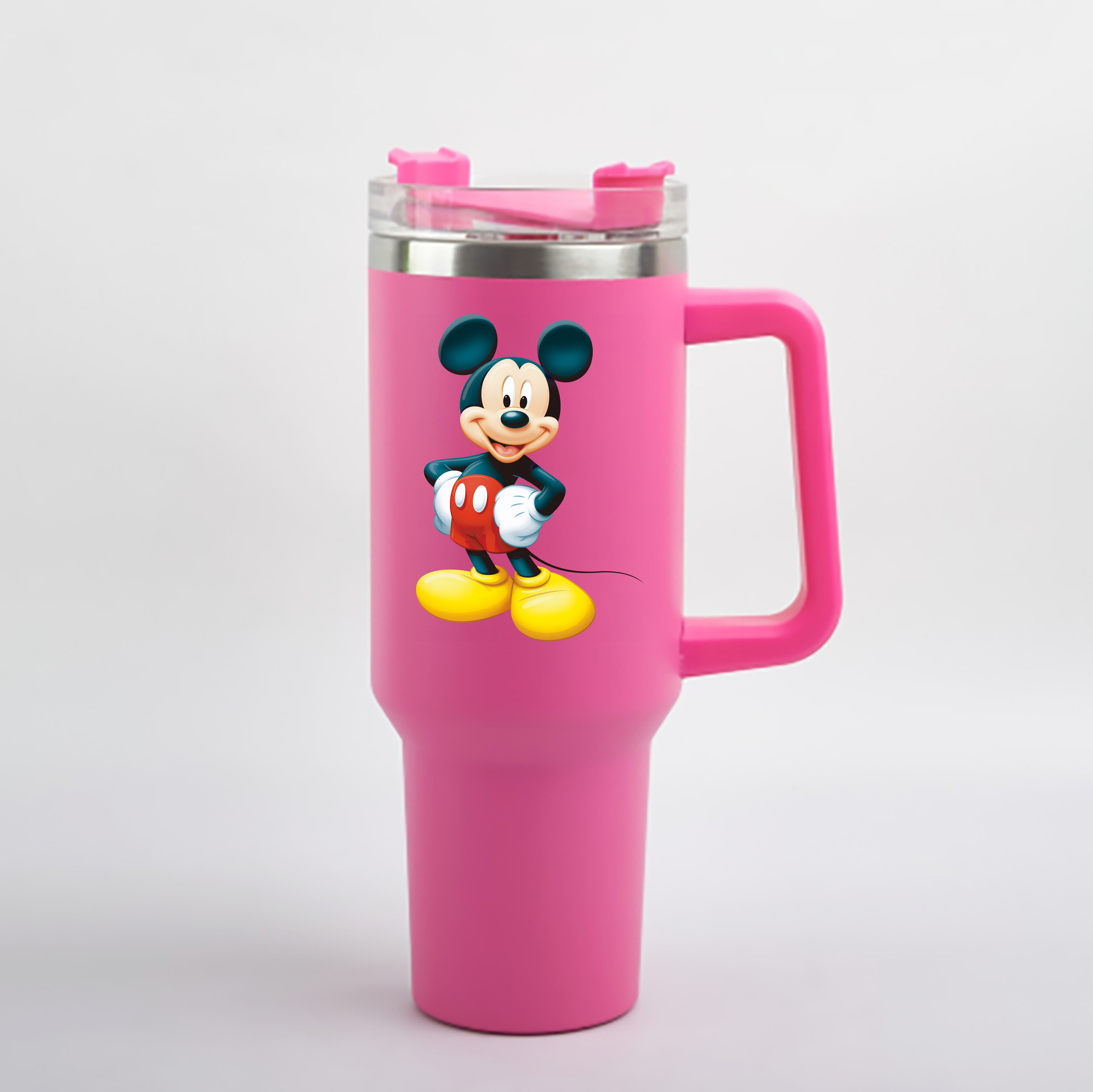 （画像用） ミッキーマウス Mickey Mouse 1200mL車用タンブラー - クリスタルステッカー（プラスチックストロー付き）